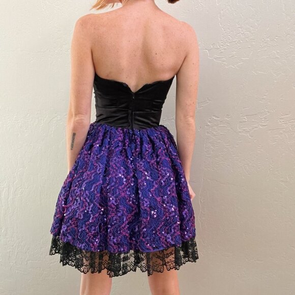 Vintage 1980's Jessica McClintock Gunne Sax Strapless Tulle Cocktail Dress - Picture 6 of 13